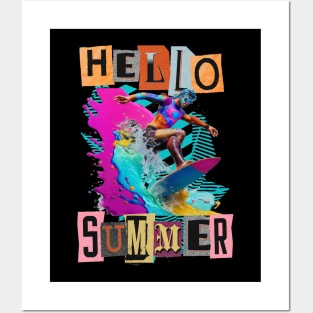 Surfing Therepy Hello Summer Surfing Sport Gift Posters and Art